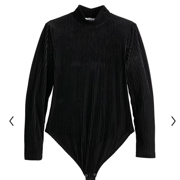 Nine West Tops - Cara Santana for Nine West Velvet Body Suit with Sheer Stripes